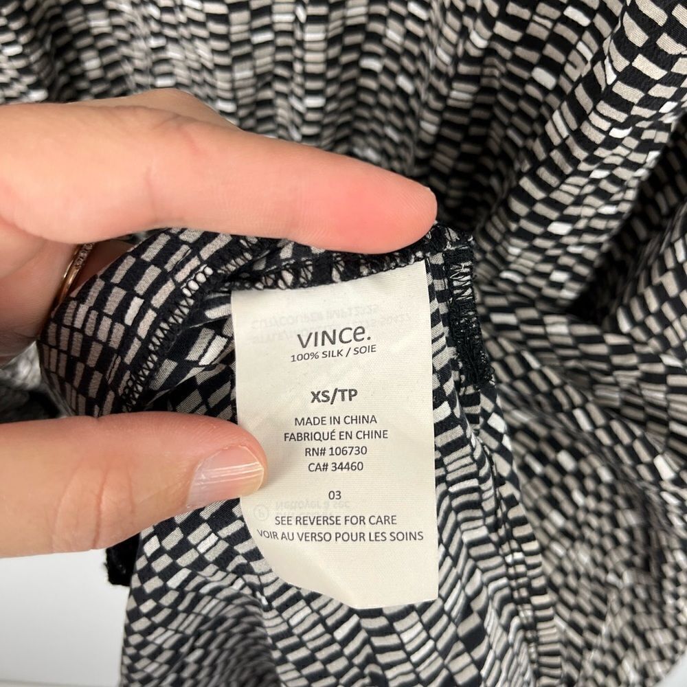 Vince Patterned Drawstring Waist Dress XS - Picture 6 of 7